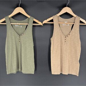 Old Navy Women's Lot of 2 Heritage Slub Henley Tank Tops XS/XXS Modal Blend